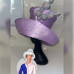 Chic Lavender Women's Hat with Sparkling Embellishments